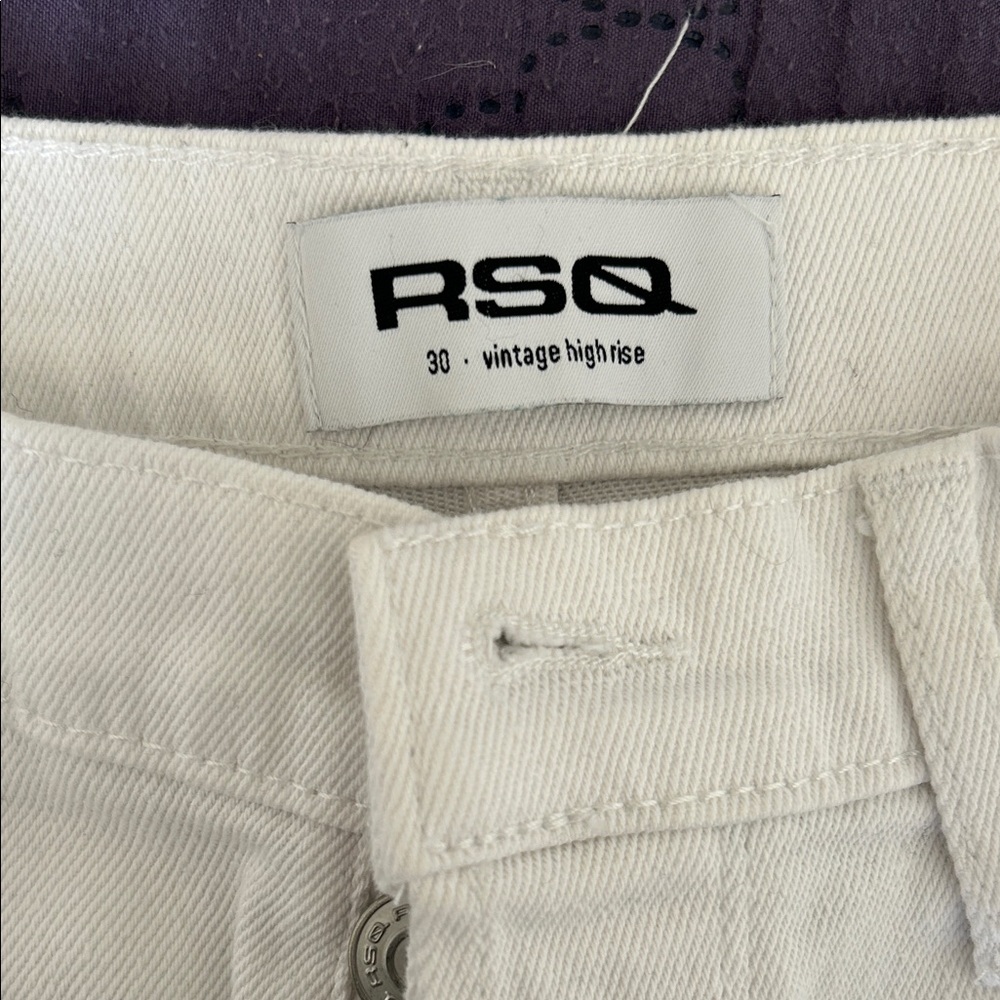 RSQ Women's Cream Distressed Jean Shorts